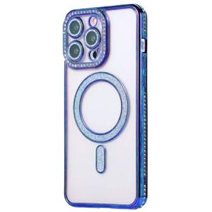 Premium Clear BLING BLING Magsafe Design Case for Apple iPhone 17 Pro Max - Blue